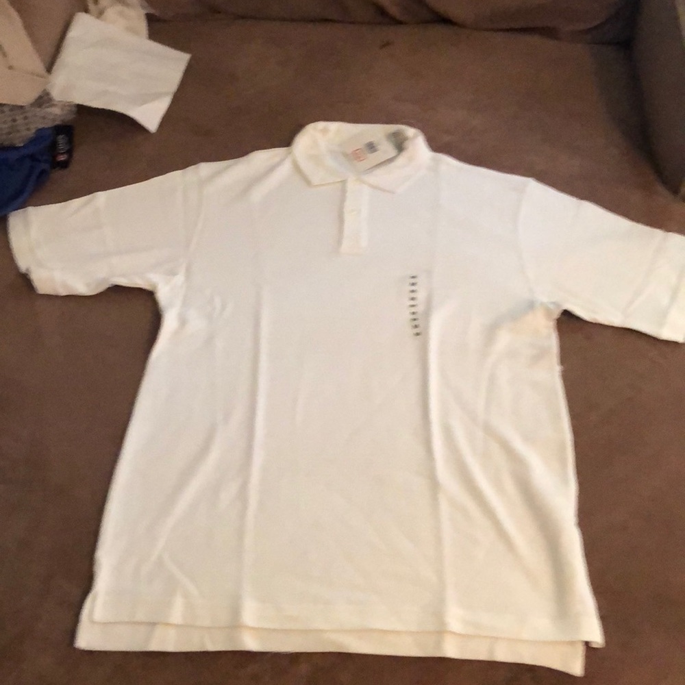 New white polo shirt sleeve medium